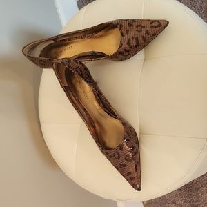Nine West Nuncio Animal Print Leather Kitten Heels